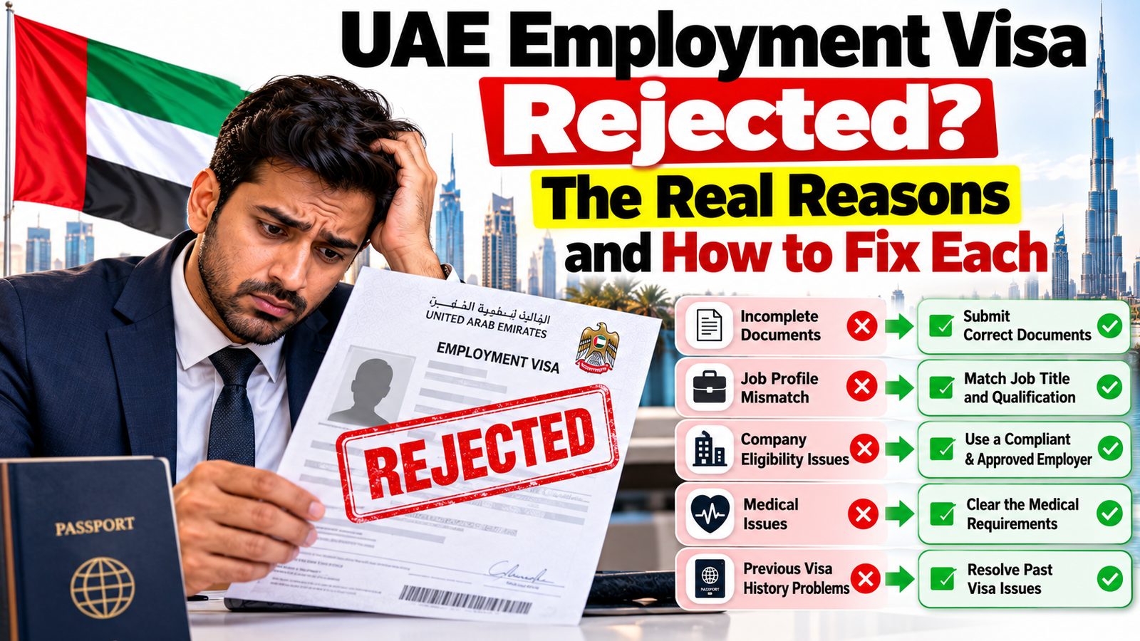 UAE employment visa rejected: the real reasons and how to fix each